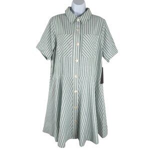 Tuckernuck Celadon Meryl Shirt Dress XL Striped Green White NWT DR-1724